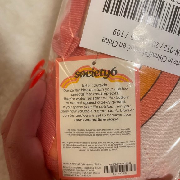 Society6 Outdoor Blanket Picnic Blanket Water Resistant Bottom - Picture 4 of 6